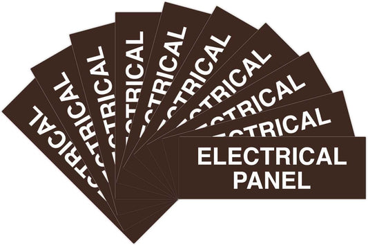 All Quality Basic Electrical Panel Sign - Fire Regulation Safety Compliance Sign - Dark Brown - Small (10 Pack)