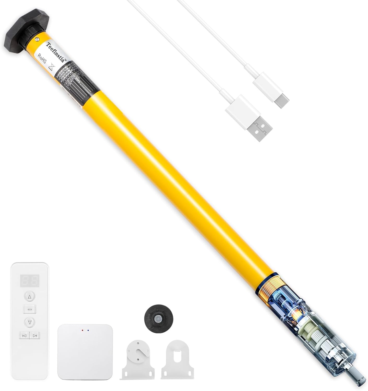Smart Blinds Motor with Free Zigbee 3.0 Hub & 6-Month Rechargeable Battery, 8.8lb Load for 1.5"/38mm Tubes, 30dB Ultra Quiet, Compatible with Alexa/Google Home & Zebra/Roman/Roller Blinds