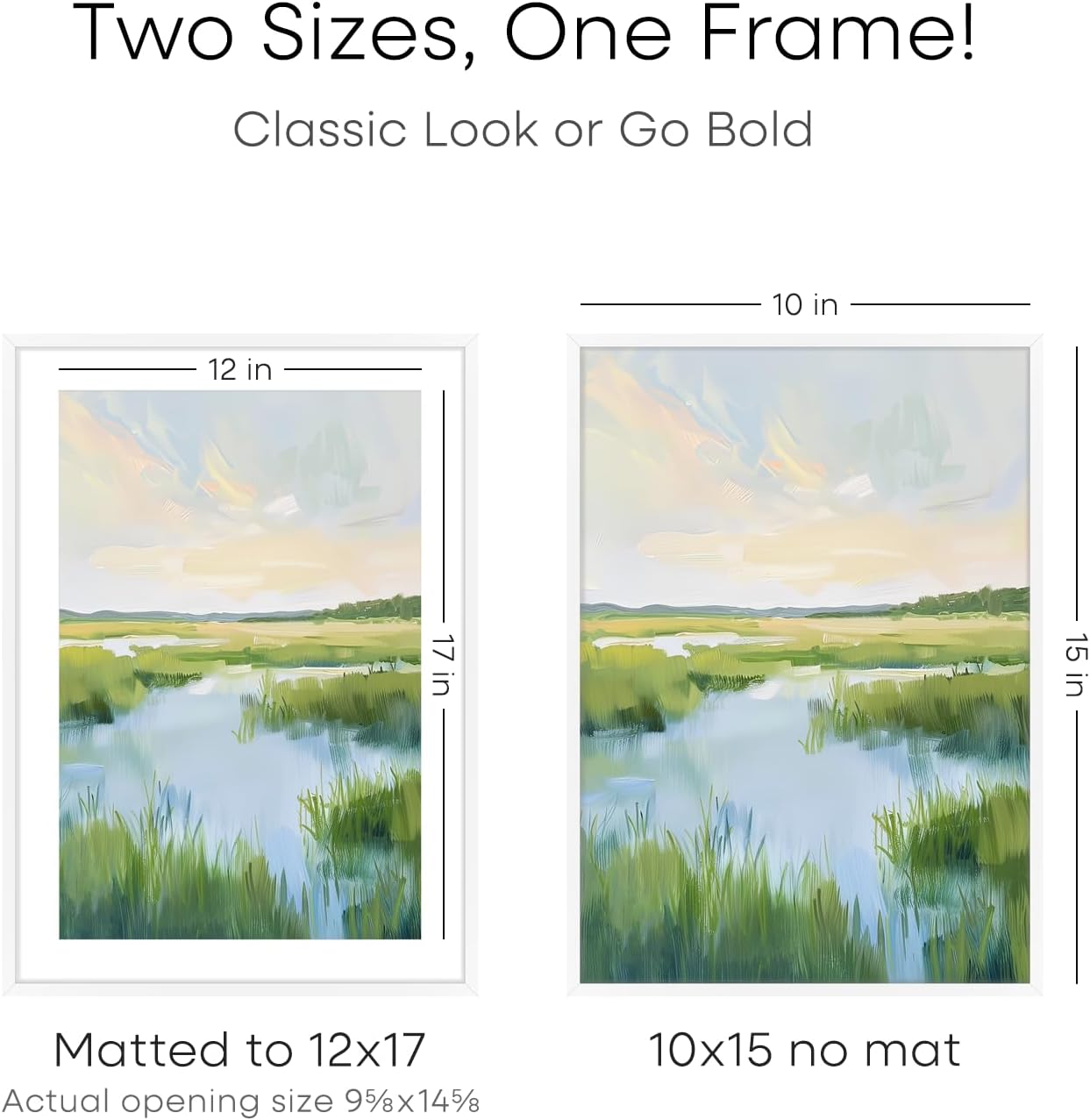 Homeforia 12x17 Picture Frame White, High End Metal 12x17 Poster Frames with Mat 10x15 for Photo, 12 x 17 White Frame Matted to 10 x 15 inch Print, 17x12 Thin Frame, Tempered Glass, Wall Kit, Set of 1