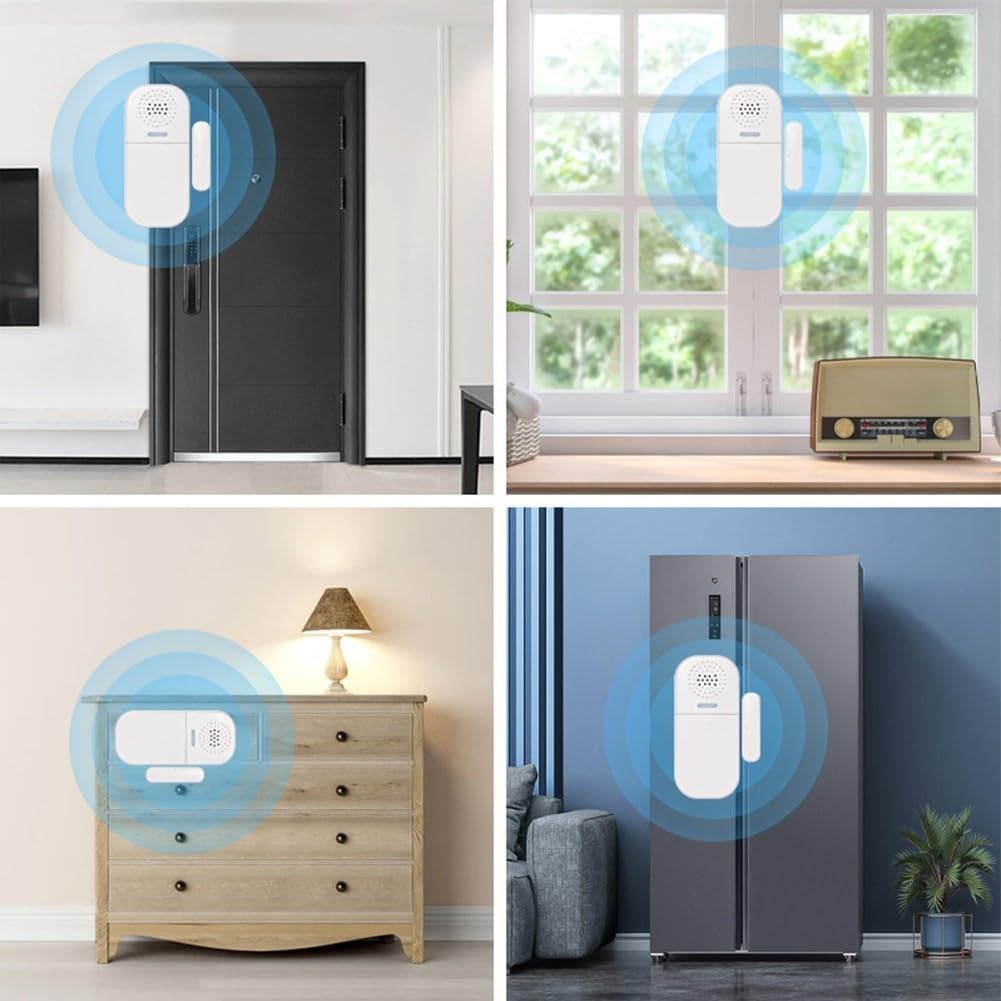 Wireless Door Alarm With 2 Remote Controls, 130DB Adjustable Volume, 5 Modes Sound And Light Alerts, Magnetic Sensor For Home Security