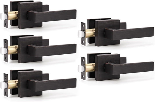 KNOBWELL Heavy Duty Leversets with Oil Rubbed Bronze Finish, Interior Door Handles Set, Passage Door Lever Hall and Closet Door Handle, Left or Right Handing, 5 Pack 2.07 lb One Lever