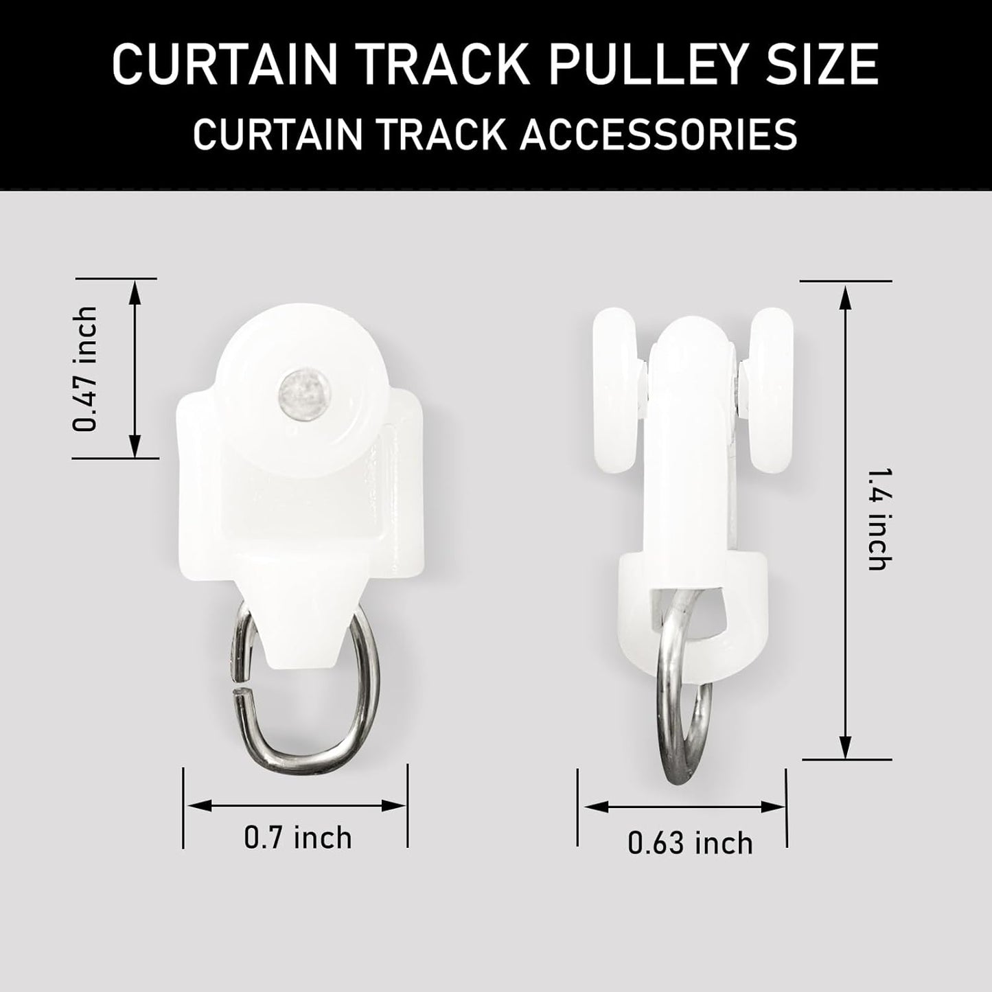 Curtain Tracks Ceiling Wall Mounted Heavy-Duty Curtains Rails Room Divider Curtain Track for Living Room Bedroom Room Shower Divider Special Pulley White 20PCS