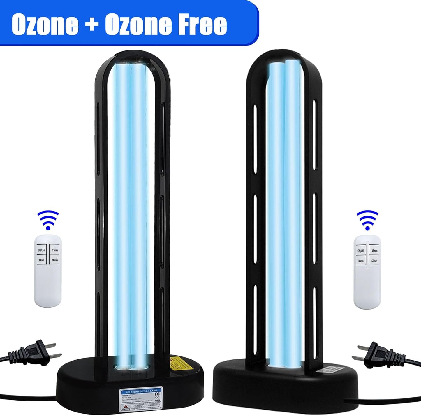BAIMNOCM UV-C Lamp for Dust Mite 38 Watt 2 Pack, UVC Germicidal Lamp with Remote Control, UV Disinfection Light Bulb, Ultraviolet Light for Room Basement/Bedroom/Kitchen