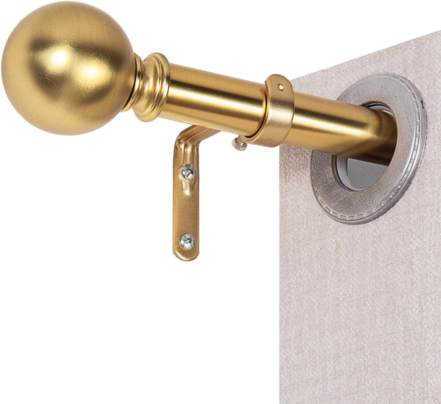 Curtain Rods for Windows 18 to 45 inches,1 Inch Modern Metal Drapery Rods,Adjustable Heavy Duty Curtain Pole with Round Finials(18"-45"Warm Golden)