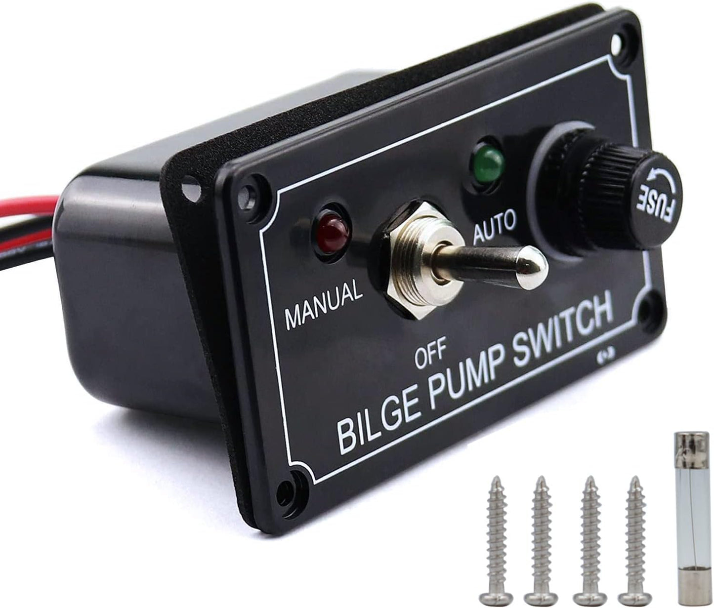 12V Bilge Pump Control Switch Panel 3 Way Manual/Off/Auto with LED Indicator 5A Fuse for Yacht Camper Truck Marine Boat