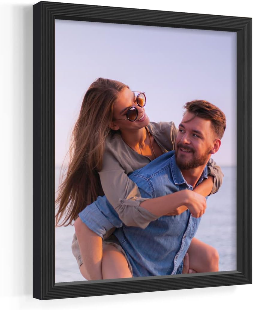 Renditions Gallery Set of 4, 11X14 Custom Photo Prints with Real Wood Picture Frames. Create Personalized Photos with Peel & Stick Photo Frames. Black Frame