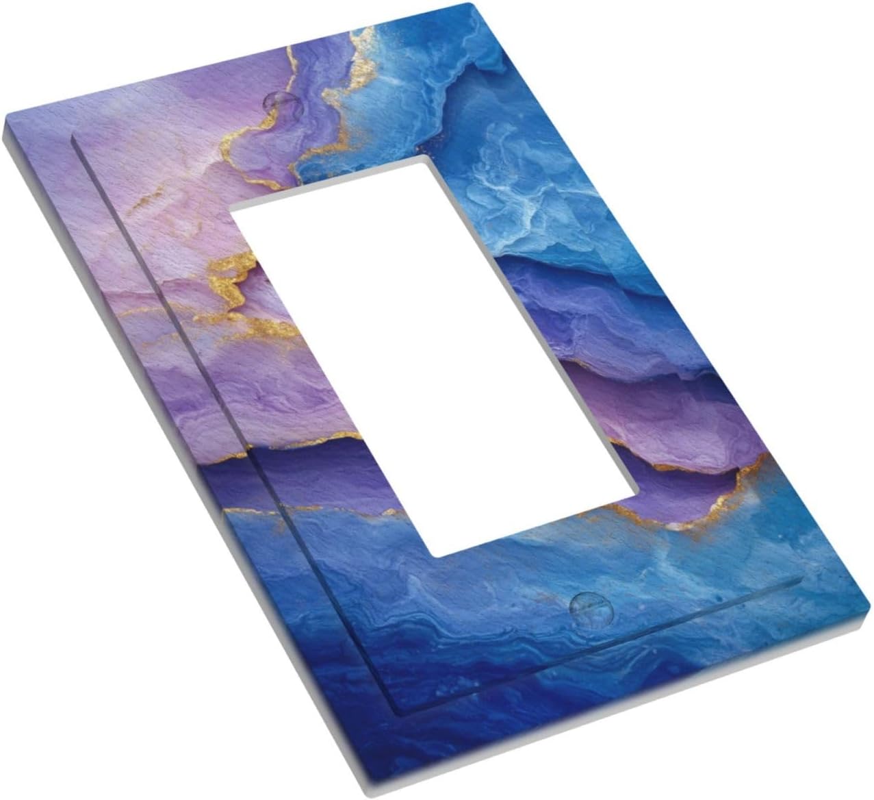 Decorative Outlet Covers Abstract Blue Purple Gold Marble Texture 1 Gang Rocker Light Switch Cover Plate Single Decora Light Switch Covers Wall Plate Faceplate for Bathroon Kitchen Decor