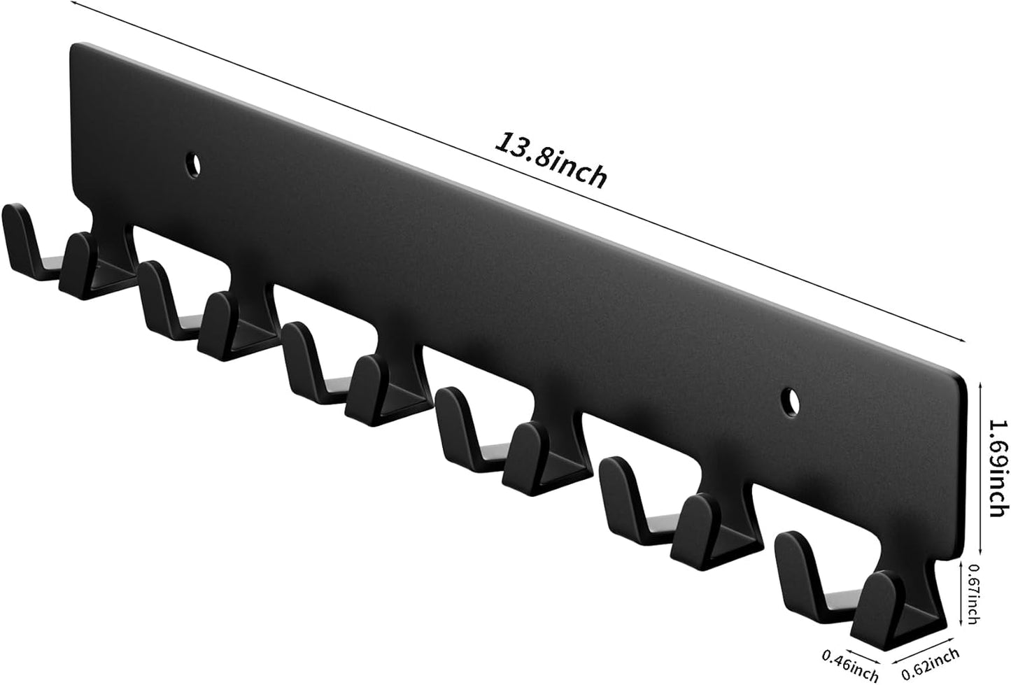 GTK Key Holder for Wall, Key Hooks with 12 Hooks, Wall Mounted Key Holder for Hallway, Self Adhesive Key Rack(Black)