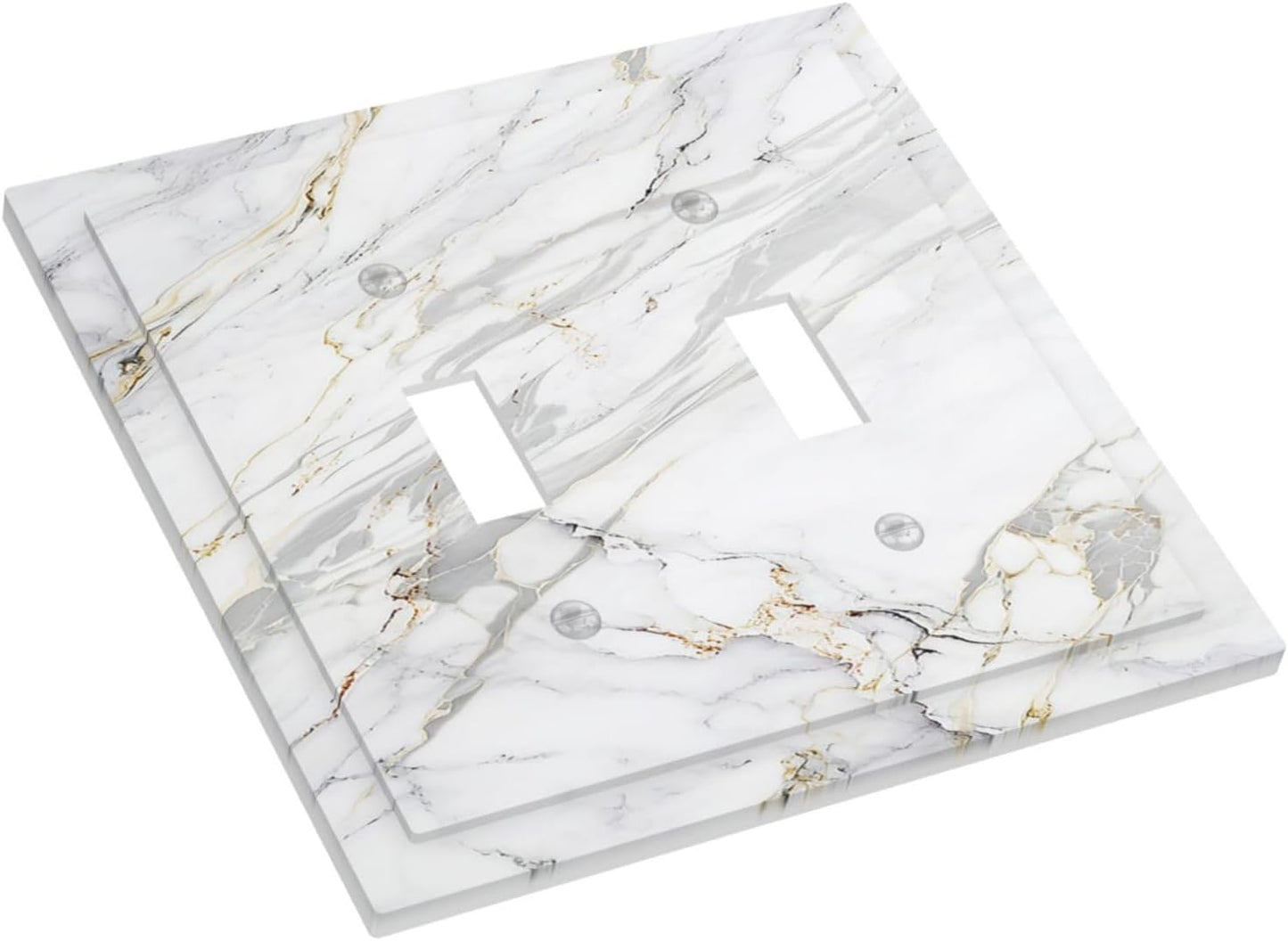 Decorative Switch Plate Covers Gray Gold Marble Abstract Modern Luxury 2 Gang Double Toggle Light Switch Cover Plate Electrical Wall Plate Outlet Cover for Bedroom Home Decor