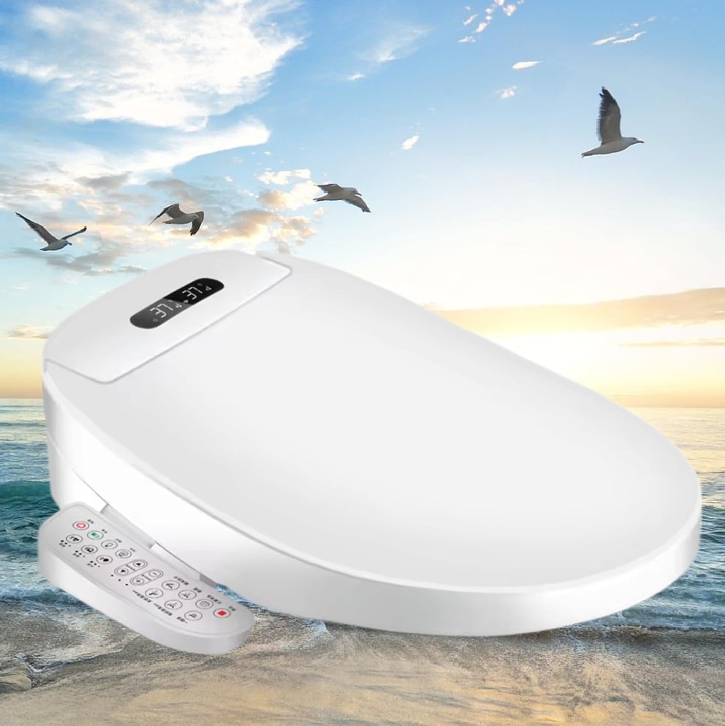 Electric Bidet Toilet Seat, Filtered & Unlimited Warm Water, 8 Modes Spa Wash, Warm Air Dryer, Heated Seat, Self-Clean Stainless Steel Nozzle, HD Night Light. 10-year warranty. (TB-26EV, Round))