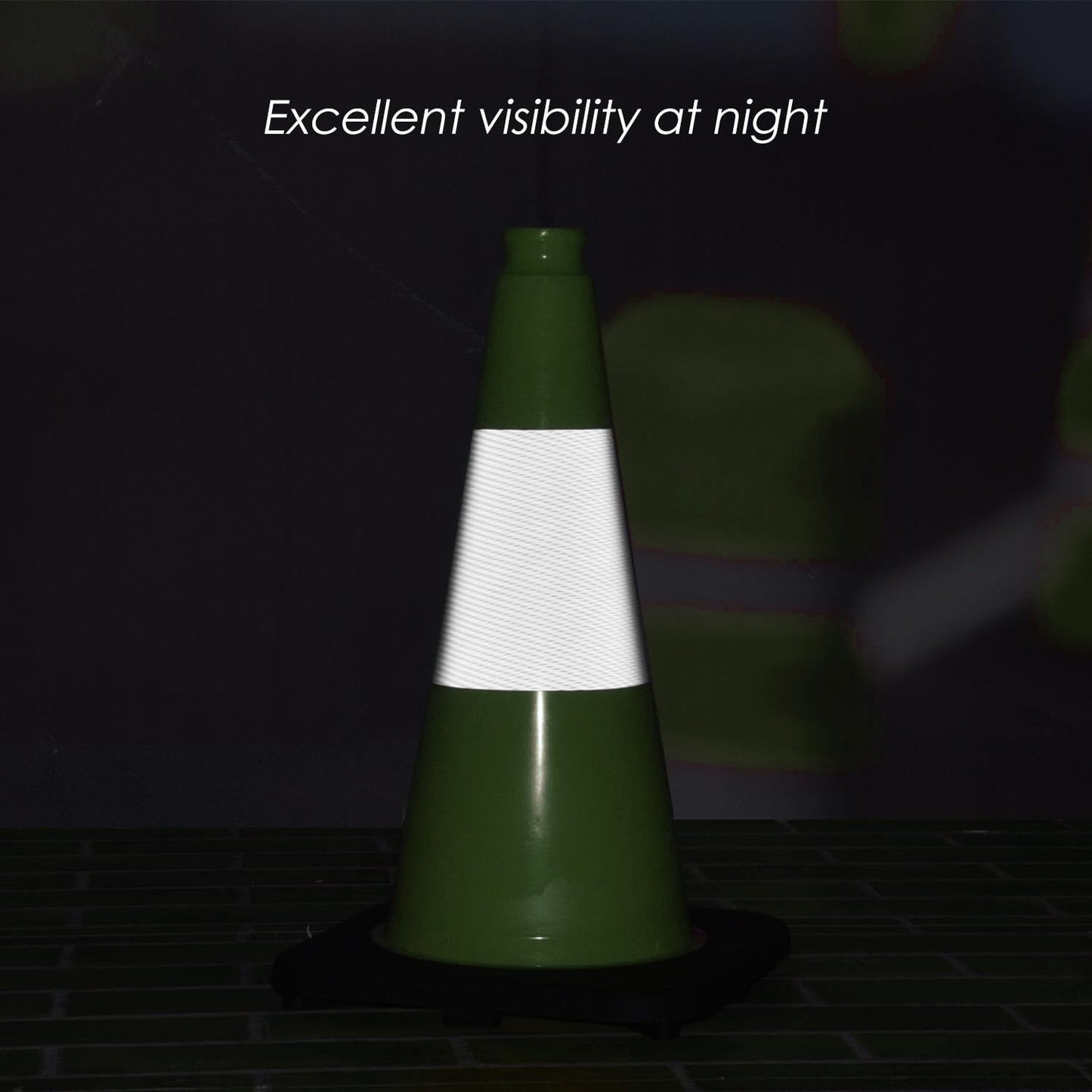 6 Pack 18" Inch Green PVC Traffic Cones with Heavy-Duty Base, High-Visibility All-Weather Safety Cones for Road Construction, Parking Lot, and Garage Use (6, Green, 18" Medium)