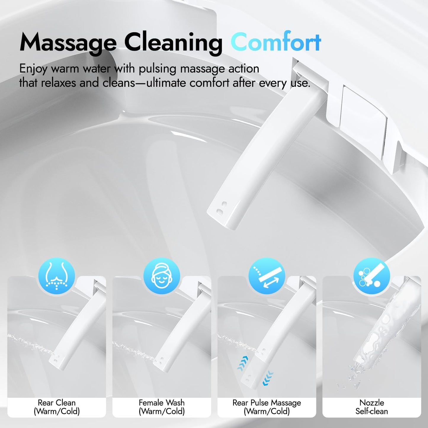 WANSID Compact Smart Toilet With Bidet, Heated Seat, Auto Open/Close Lid, Blackout Flush, Warm Water & Air Dry Function, One-piece Toilet with Tankless Design, Space-Saving, Night Light