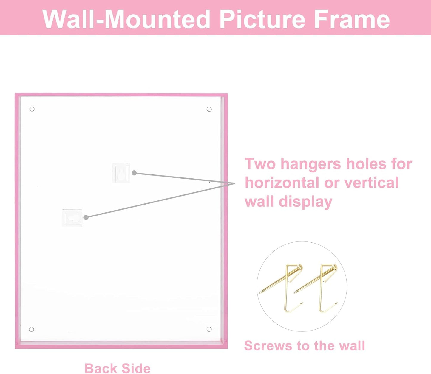 5x7 Picture Frames, Stunning Color Acrylic Photo Frame, Wall & Tabletop Display Frames, Modern Floating Style for Home Office Decoration, Pink (1 Pack)