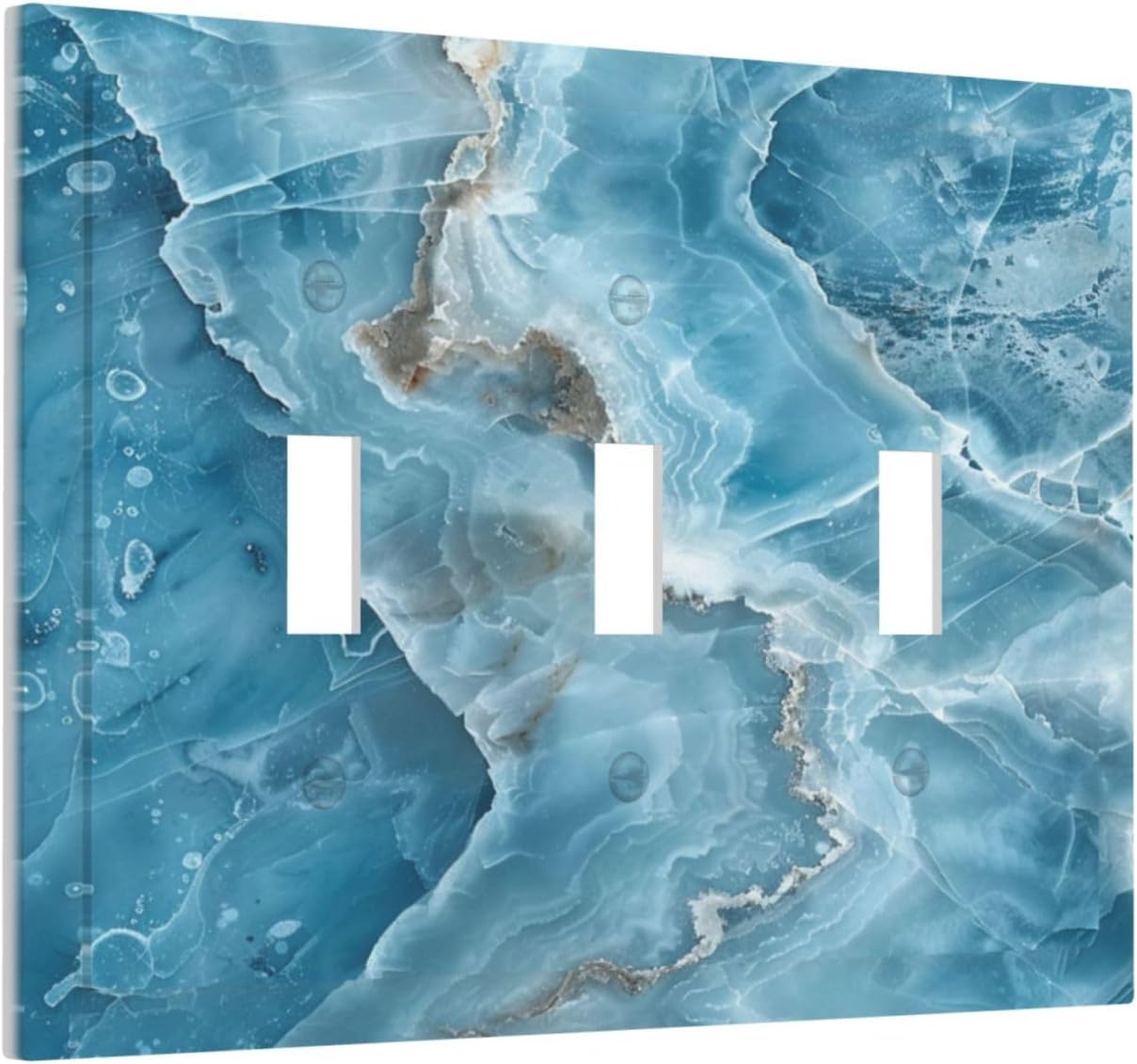 Decorative Light Switch Cover Plate Abstract Watercolor Blue Marble Texture 3 Gang Wall Plates for Electrical Outlets Triple Toggle Switch Plate Covers Outlet Covers Faceplate for Home Decor