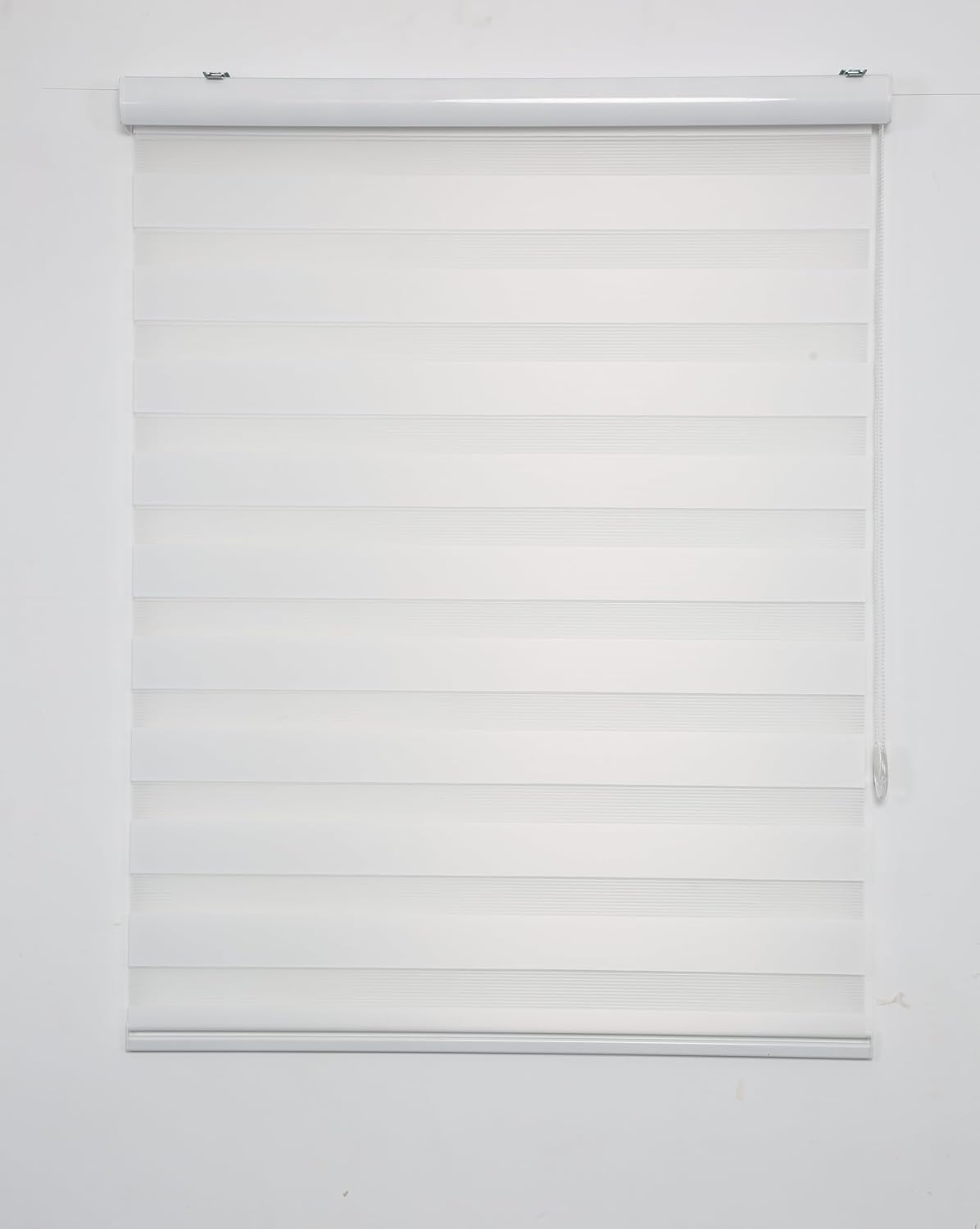 Shadesu Custom Size Zebra Blinds for Windows, 81" W x 72 H, White, Dual Layer Free-Stop Zebra Shades, Light Control for Day and Night, Sheer Blinds for Indoor Windows, Bedroom, Kitchen