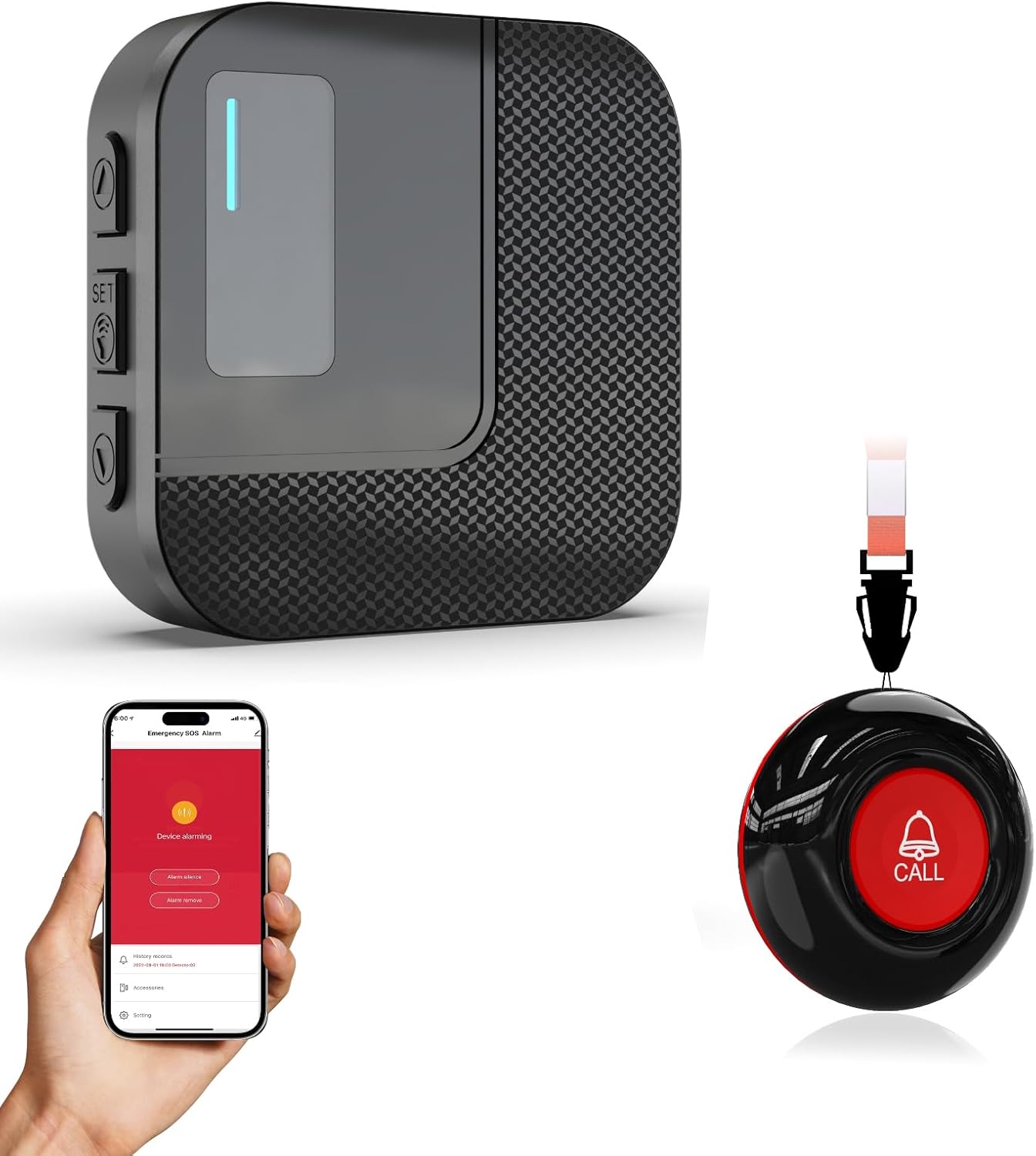 SanJie Wi-Fi Wireless Caregiver Pager Call Button for Elderly at Home - Alert Systems with App Remote Alerts & Device Sharing Suitable for Seniors & Patients and People with Disabilities