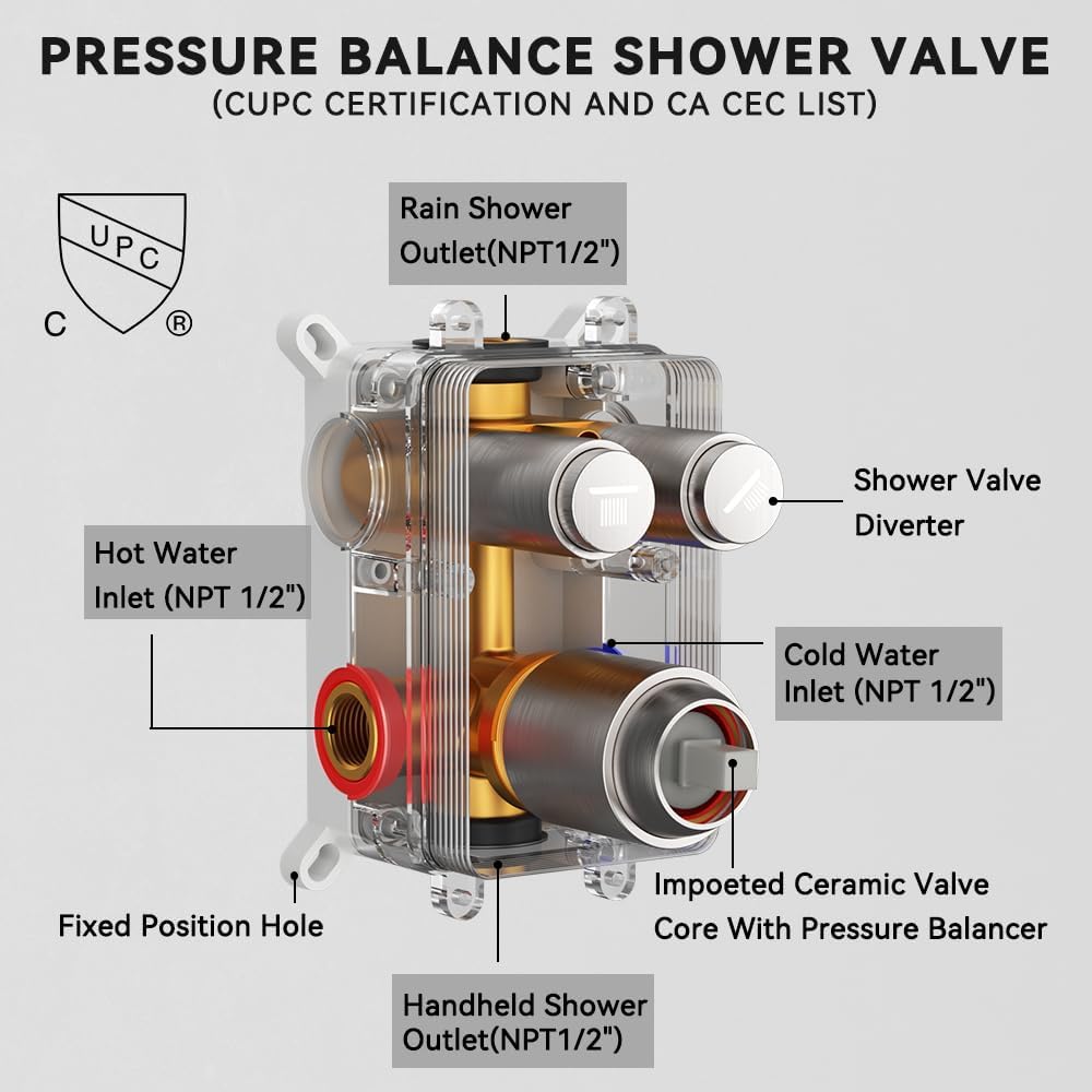 Shower Faucet Set Brushed Nickel Shower System, STARBATH 10" Ceiling Mount Rain Showerhead and 6" Wall Mounted Rainfall Shower for Couples, On Off Button Valve Dual Head Shower Systems Complete