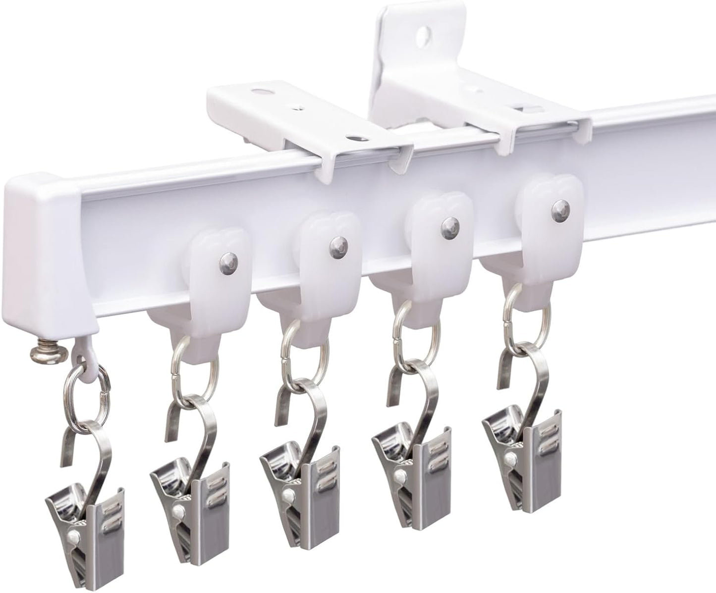 Bendable Ceiling Curtain Track Ceilings Mount or Wall Mounted Heavy-Duty Room Divider Curtains Rails for Living room Bedroom Shower Privacy RV Garage Dividers with Clips，White 18 FT