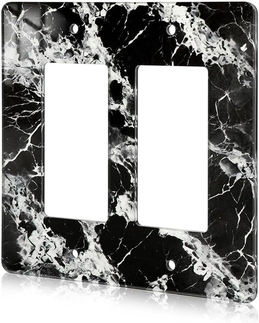 Black White Marble Pattern Acrylic Wall Plate Cover Switch Plate Covers Cover Light Switch Cover Switch Cover Decorative Electrical Outlet Cover Plates Outlet Covers Switch Cover 2 Gang