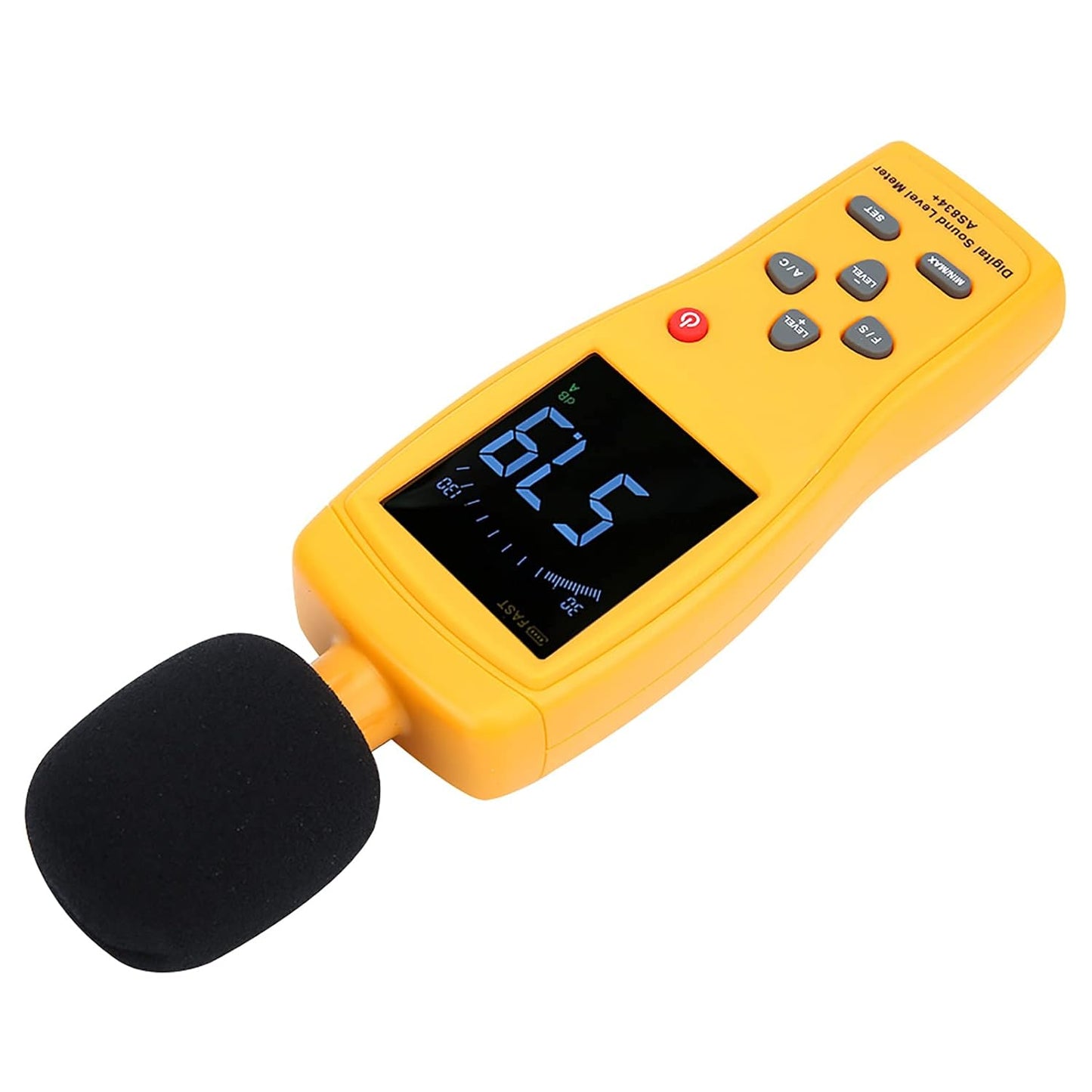 Smart Sensor AS834+ Decibel Meter Sound Level Meter Noise Detector with Large LCD Color Screen 30-130dB Range for Home Office Industrial Use