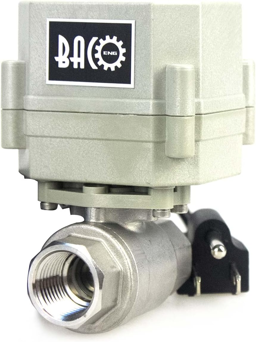 BACOENG Motorized Ball Valve, 1/2" DN15 Electrical Ball Valve, 2 Way 110VAC Stainless Steel NC Electric Water Valve