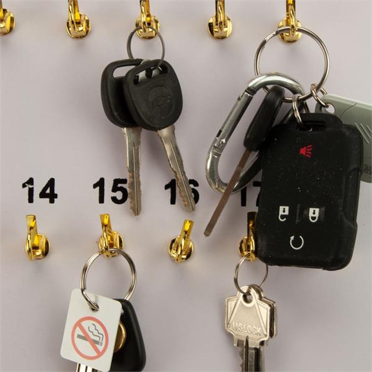 Masonite Key Holder Wall Mount with 55 Spring-Lock Hooks 18-1/2" × 29-5/8" – Wall Mounted Key Organizer Board with Metal Trim and Handle – Dealership, Office, Garage Key Rack Cabinet - Pack of 4