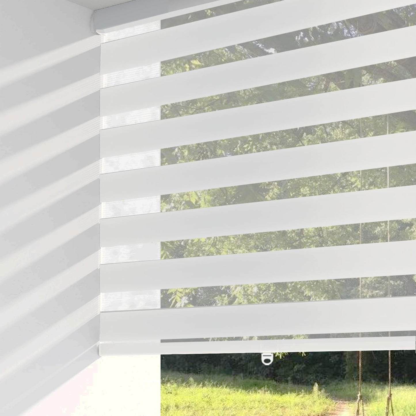 Shadesu Cordless Zebra Blinds for Windows, 31.5" W x 72" H, White, Dual Layer Free-Stop Zebra Shades, Light Control for Day and Night, Sheer Blinds for Indoor Windows, Bedroom, Kitchen