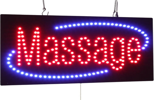 Massage Sign, Jumbo Size, 32"x13", 81x33cm, TOPKING, LED, Neon, Florescent, Signage, Signboard, Display, Billboard, Screen, Grand Opening, Gift