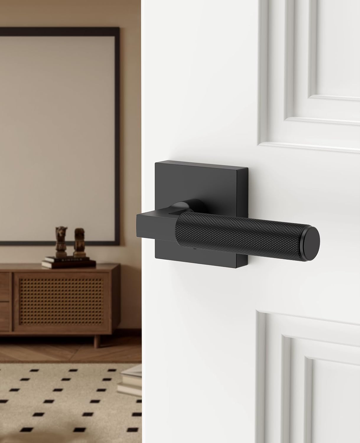Asidrama 4 Pack Black Privacy Door Handles, Door Lever with Door Knobs Indoor for Bedroom or Bathroom, Heavy Duty Door Handles Interior with Locks for Left Right Sided Doors