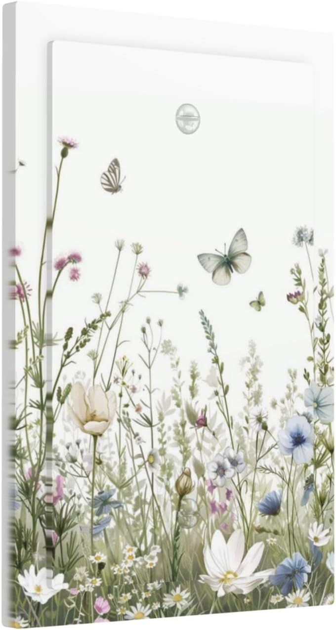 Colorful Wildflowers Daisy Plant Butterfly Floral Light Switch Cover Plate 1 Gang No Device Blank Electrical Wall Plates Faceplate Decorative Switch Plate for Bed Room Living Room Decor