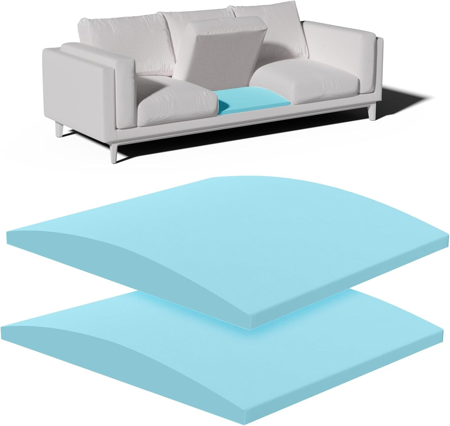 Couch Cushion Support, Sofa Cushion Support for Sagging Couch Seat, 20x20x2in, Couch Replacement Insert, High Density Foam Furniture Seat Sagging Repair, Trapezoid 40D, Blue Set of 2