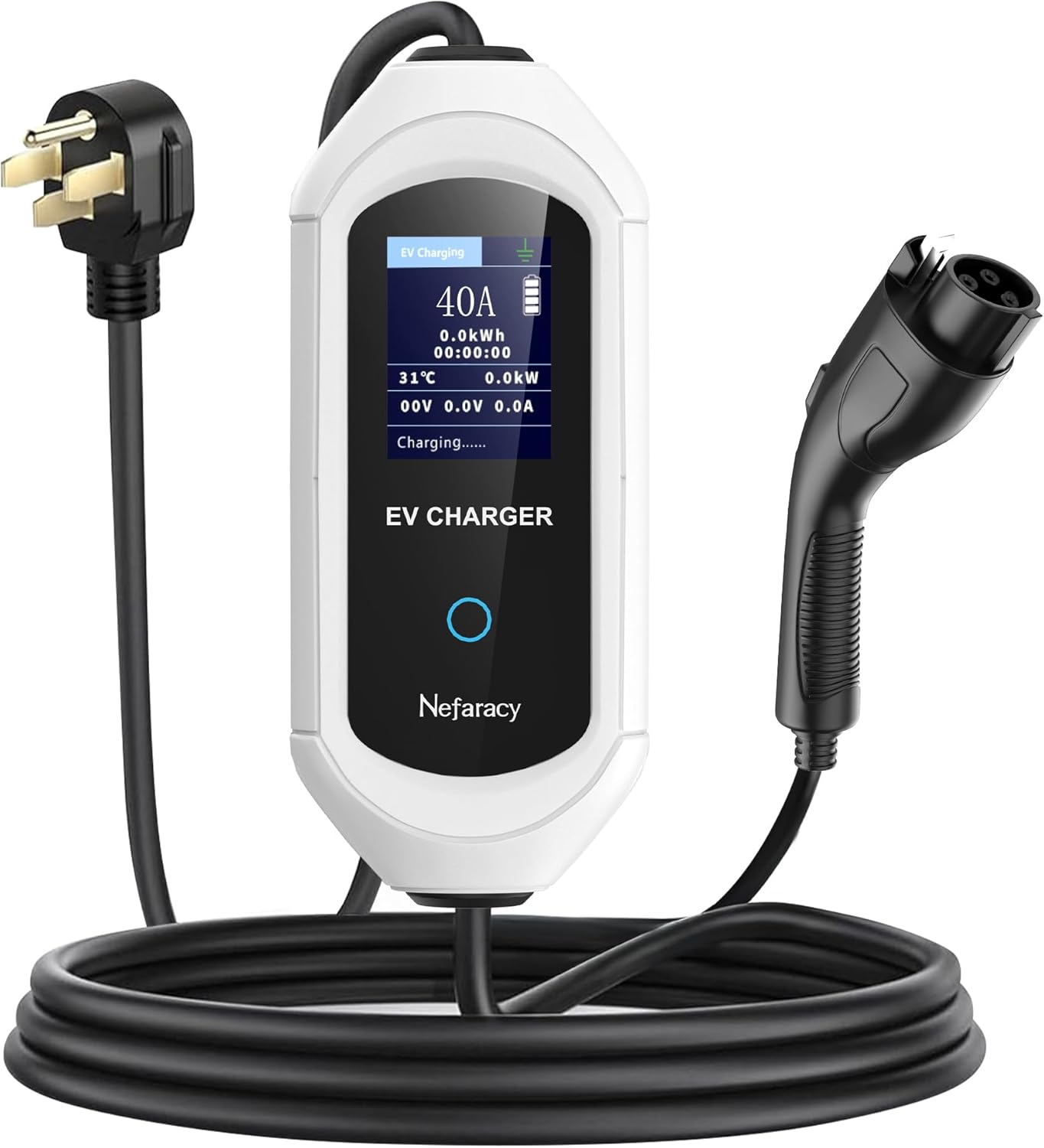 EV Charger Level 2, 40A Amp Portable EV Charger for All SAE J1772 EVs Without Adapter, 25FT+2FT Cable, 9.6KW EV Car Charging Station with App Control, Electric Vehicle Chargers(240V, NEMA14-50 Plug)