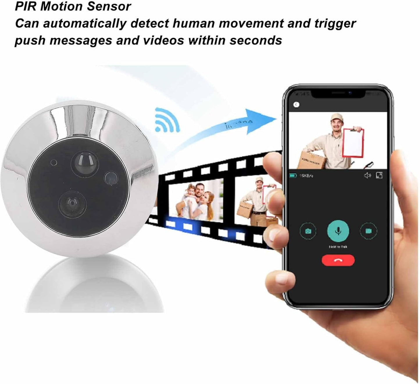 Zopsc 1080P Wireless Peephole Camera, WiFi Smart Digital Door Viewer with 4.3 Inch Screen, Night Vision, Motion Detection, for Home Security Apartment Door Monitoring