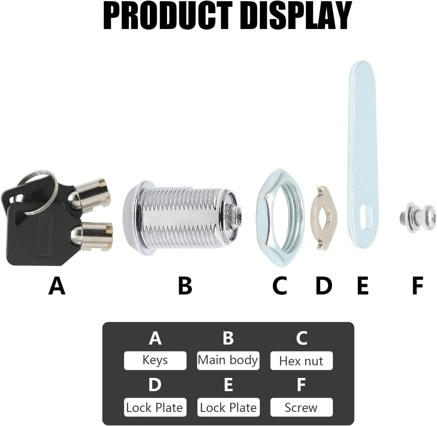 Uenhoy 4 Pack Tubular Cam Lock 1 Inch Cabinet Cam Lock Set for Tool Box, File Cabinet, Mail Box, Vending Machine, ATM, Keyed Different