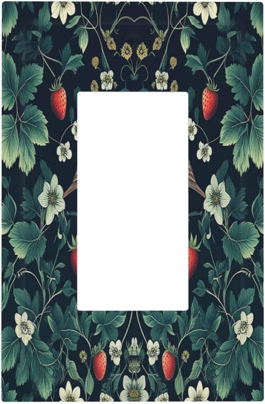 Decorative Outlet Covers Strawberry Birds Flowers Plant Morris Floral 1 Gang Single Rocker Light Switch Cover Plate Wall Plates GFCI Faceplate for Bedroom Farmhouse Decor