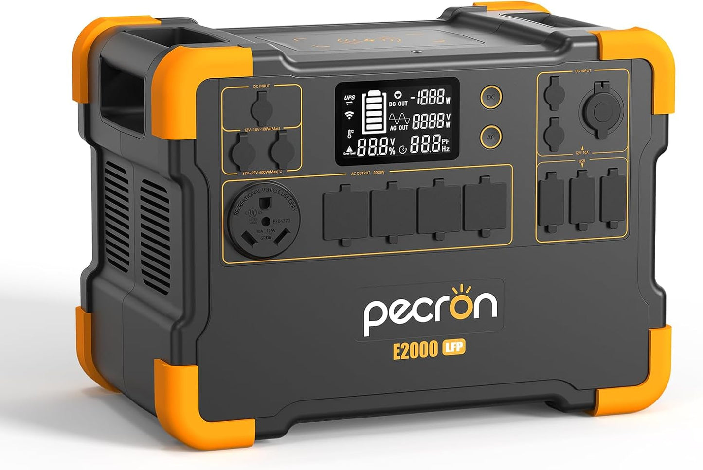 pecron Portable Power Station E2000LFP, 1920Wh LiFePO4 Battery Backup, 5X2000W AC Outlets, Expandable to 8064Wh, 1200W Max Solar Input, Backup Power for Outdoors Camping Fishing Emergency