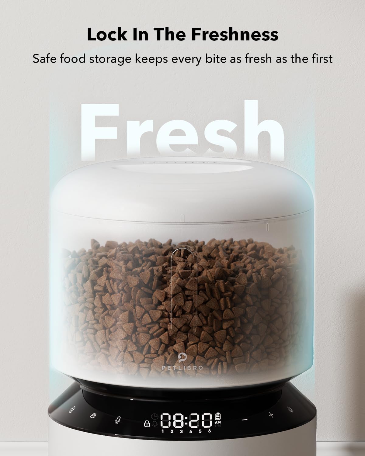 PETLIBRO Automatic Cat Feeder, Automatic Pet Food Dispenser with Freshness Preservation, Timed Dog Feeders for Dry Food, Up to 50 Portions 6 Meals Per Day, Granary White