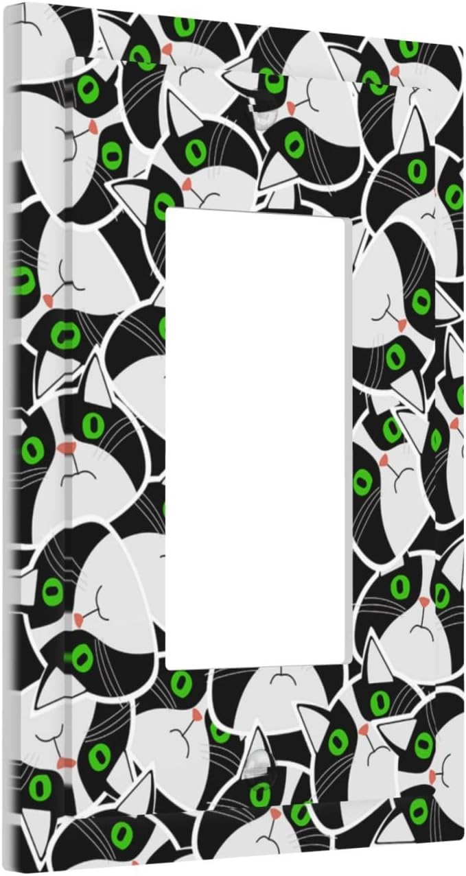 Outlet Covers Funny Cat Wacky Kitty 1 Gang Wall Plates Single Rocker Light Switch Covers Decorative Switch Plates Electrical GFCI Panel Covers for Home Office Decor 5 X 3 IN