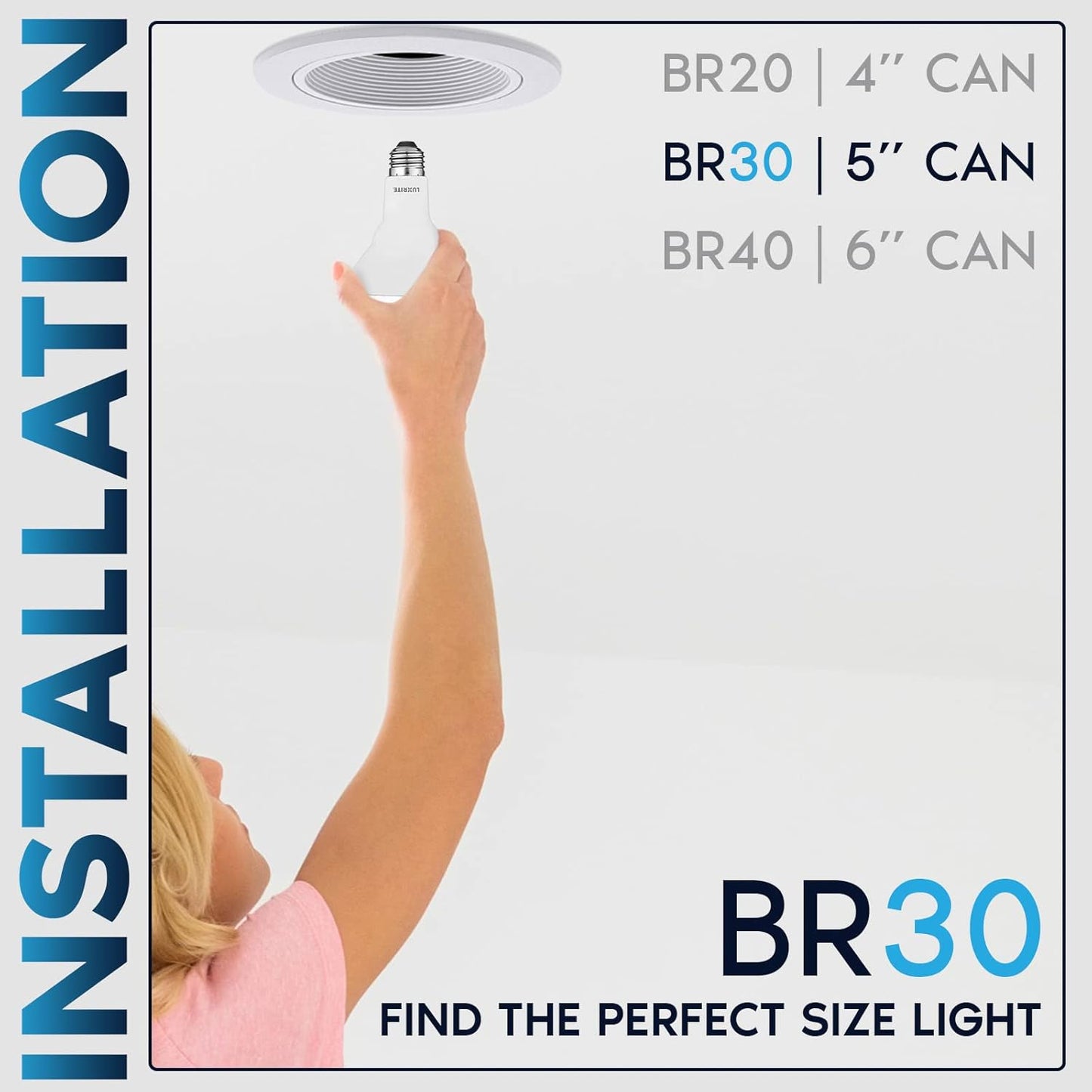 Luxrite 6-Pack BR30 LED Bulb, 65W Equivalent, 3500K Natural White, Dimmable, 650 Lumens, LED Flood Light Bulbs, 8.5W, Energy Star, E26 Medium Base, Damp Rated, Indoor/Outdoor - Living Room and Kitchen