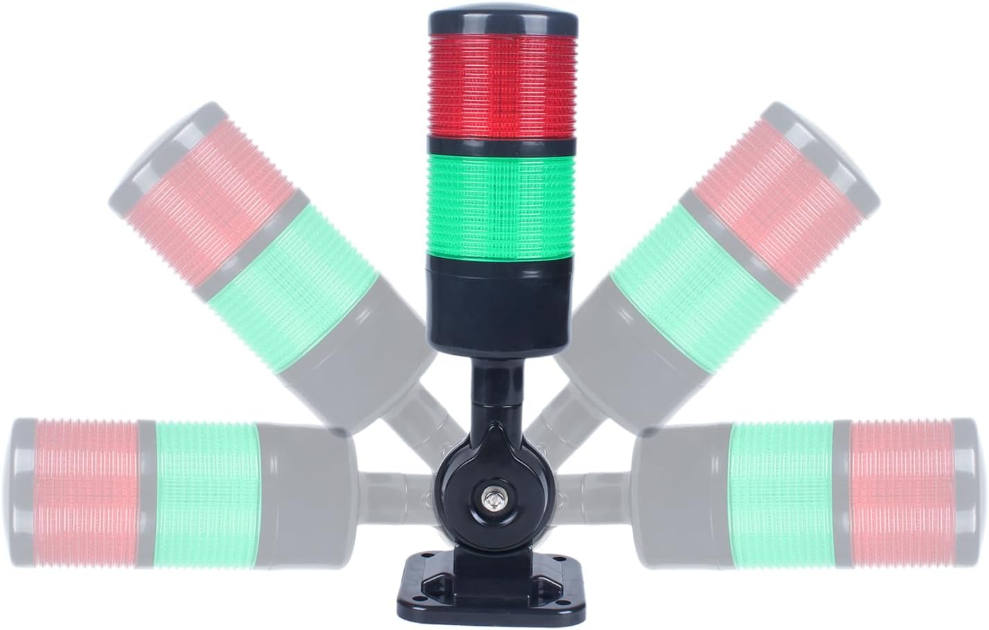 Led Signal Tower Stack Lights, Industrial Signal Warning Lights, Column Tower Lamp with Rotatable Base, Steady/Flashing Switchable, 110V 220V AC(2-Layer, with Buzzer) Black