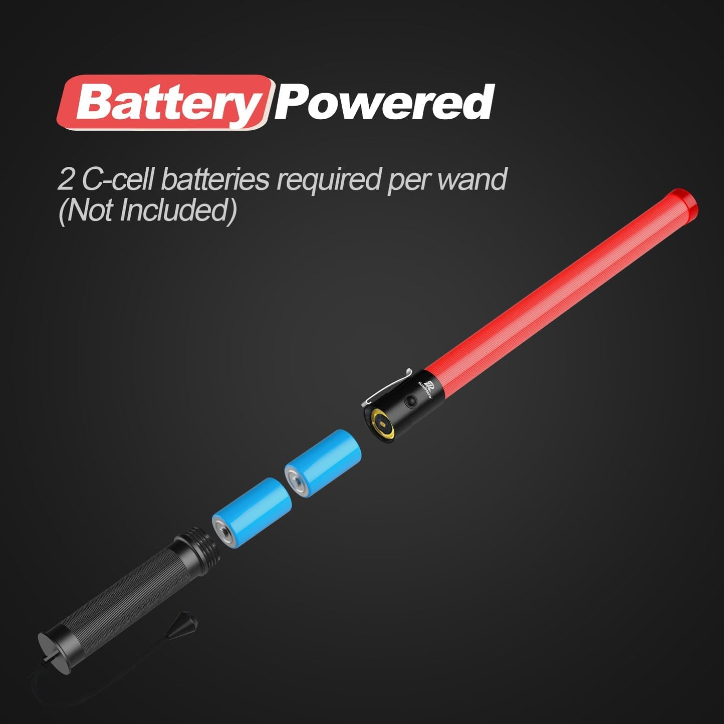 RoadHero 6 Pack Traffic Wand, 21 Inch Led Traffic Control Baton, Safety Light Wands with 2 Flashing Modes, Air Marshaling Signal Wand with Side Clip for Airport, Parking, Car Directing