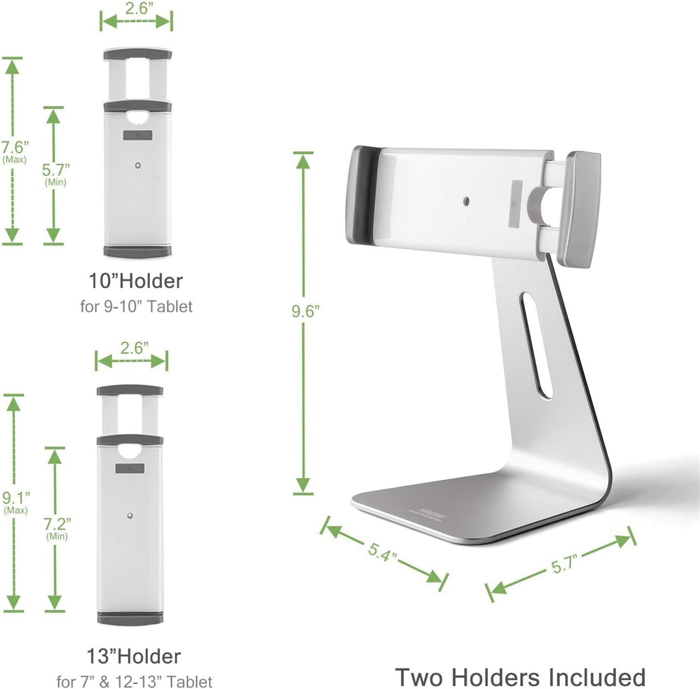 Viozon iPad Pro Stand, Tablet Stands 360° Rotatable Aluminum Alloy Desktop Mount Stand Compatible with 7-13inch iPad Pro iPadAir iPad Mini Surface and Surface Pro (Silver General)