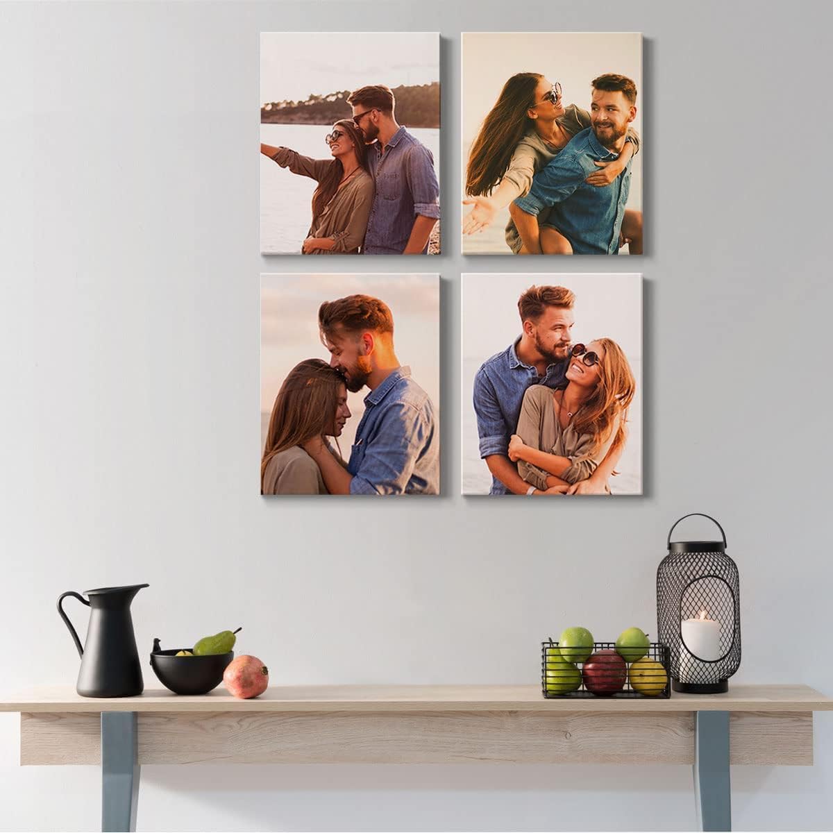 Renditions Gallery Set of 4, 8X10 Custom Photo Prints with Real Wood Picture Frames. Create Personalized Photos with Peel & Stick Photo Frames. Wrapped Canvas