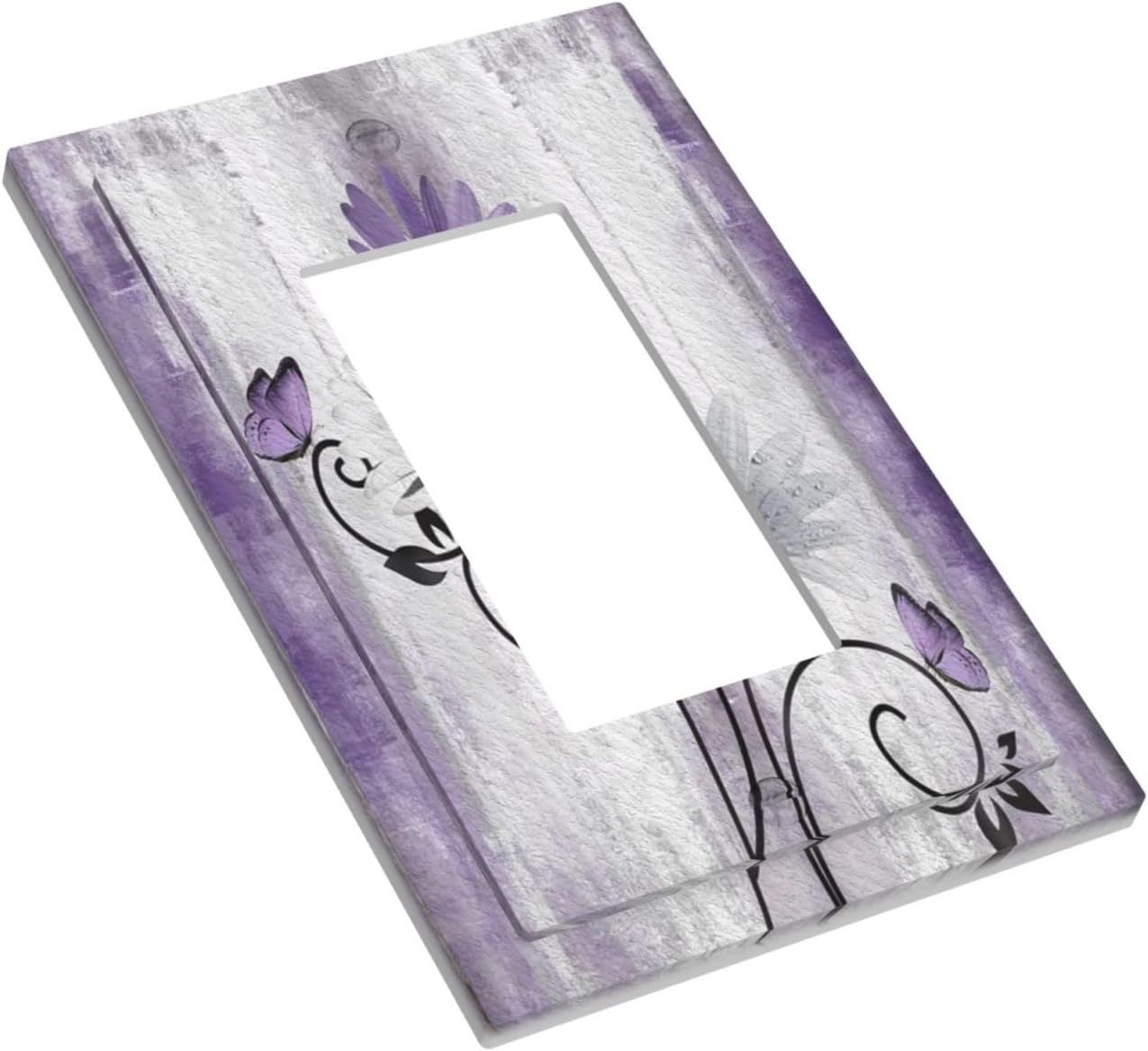 Decorative Outlet Covers Rustic White Purple Daisy Floral Flower 1 Gang Single Decora GFCI Device Light Switch Covers Plate 1 Rocker Wall Plate Jumbo Switch Cover Plate for Home Decor