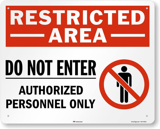 SmartSign 24" x 30" 'Restricted Area Do Not Enter, Authorized Personnel Only' Metal Sign with Symbol, 80 mil Aluminum, 3M Laminated Engineer Grade Reflective, Red, White and Black, USA-Made
