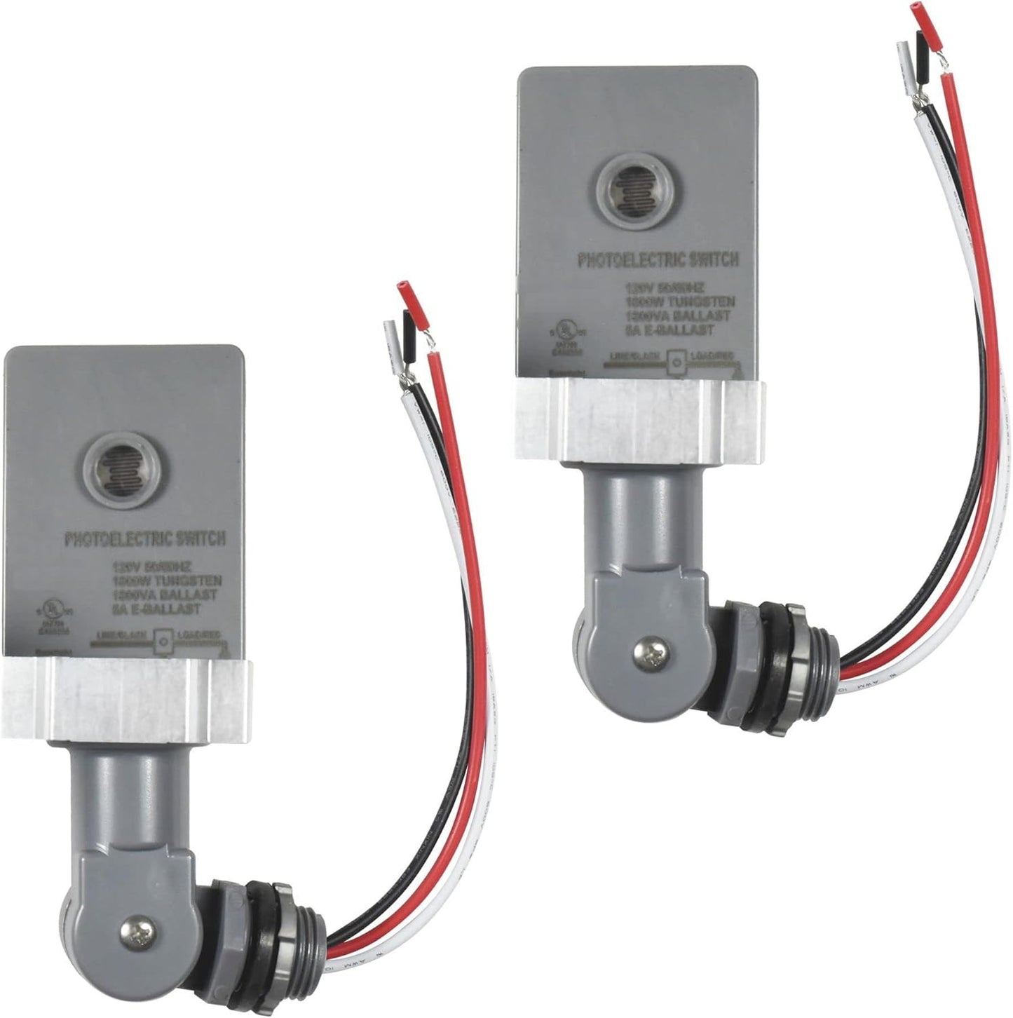 HQRP 2-Pack Photocell Thermal Type Light Sensor Stem and Swivel Mount Dusk to Dawn Hardwired Switch Photoelectric Control for Barn Lights Outdoor, Back Yard Lightening, Outdoor Lighting, etc.