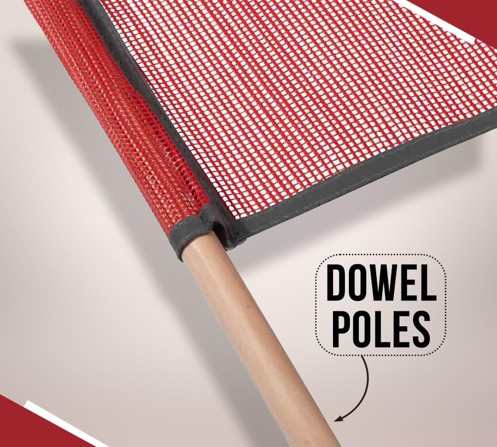 Mytee Products (4 Pack) 18"x18" Red Warning Flags for Trucks with Dowel & Reflective Webbing - High Visibility Vinyl Mesh Safety Flag DOT Compliant