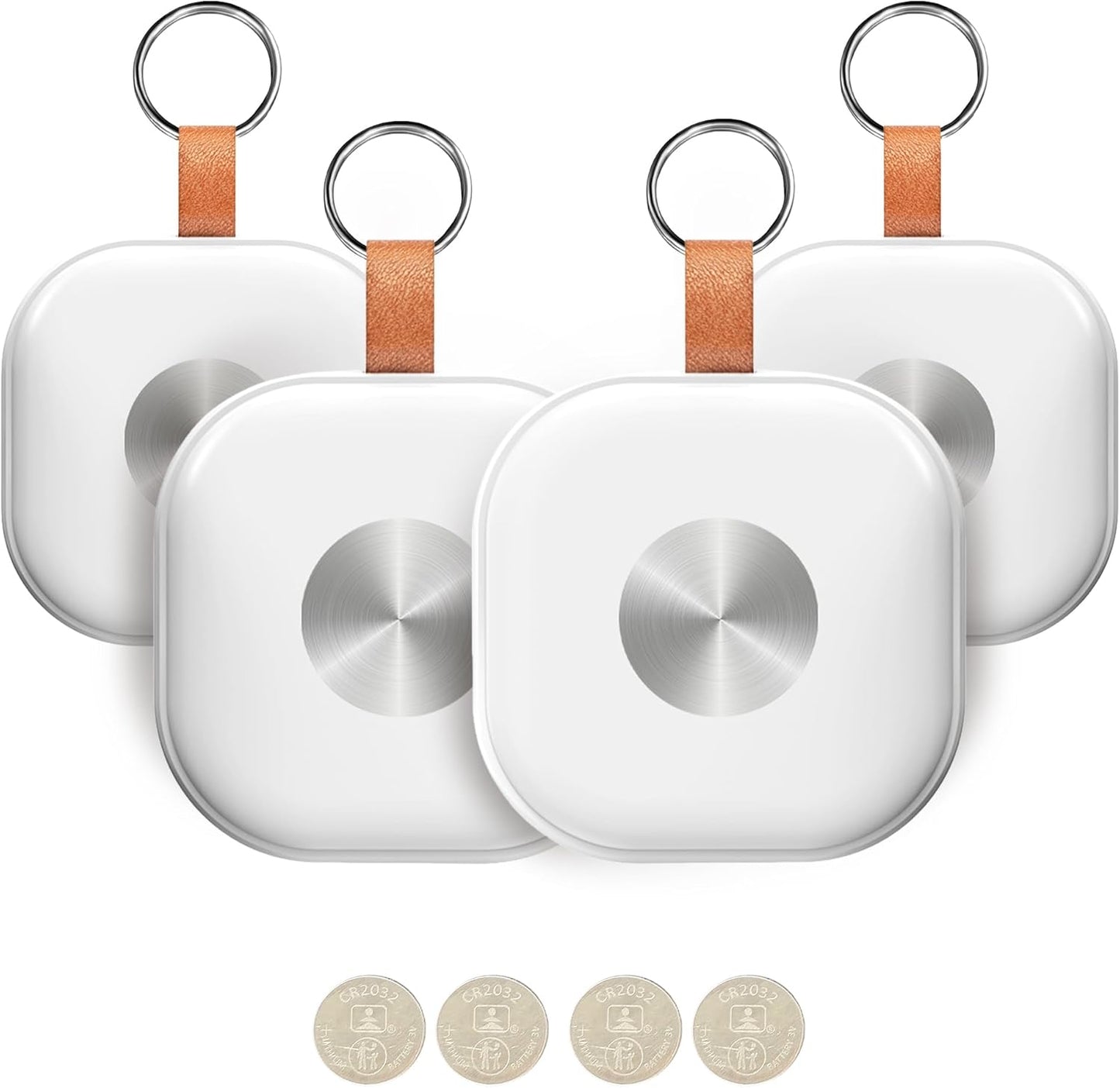 Tracker Tags 4 Pack, Luggage Tracking Tags Compatible with Find My APP (iOS Only), Key Finder Locator with Sound, Air Tracker Item Finder for Keys, Bags, Suitcases and More, White