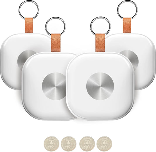 Tracker Tags 4 Pack, Luggage Tracking Tags Compatible with Find My APP (iOS Only), Key Finder Locator with Sound, Air Tracker Item Finder for Keys, Bags, Suitcases and More, White