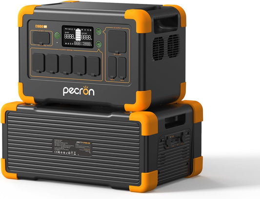 pecron Solar Generator E1000LFP with 3072Wh Extra Battery Expandable to 4096Wh, 1024Wh/1800W LiFePO4 Battery Backup, Portable Power Station Fast Charging for Emergencies, Camping, RV, Home Use